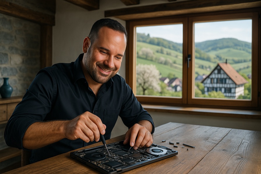 IT-Techniker repariert Computer in Buckten